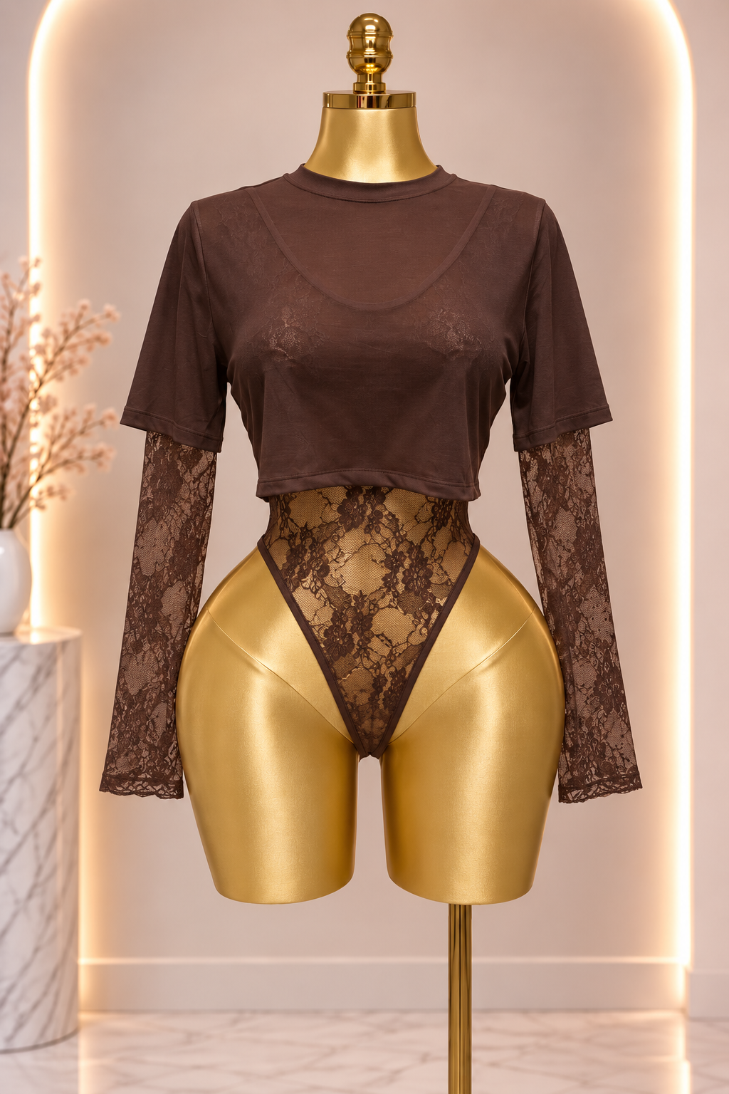 Noir Desire Bodysuit - Brown