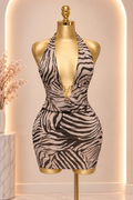 Zebra Halter Mini Dress