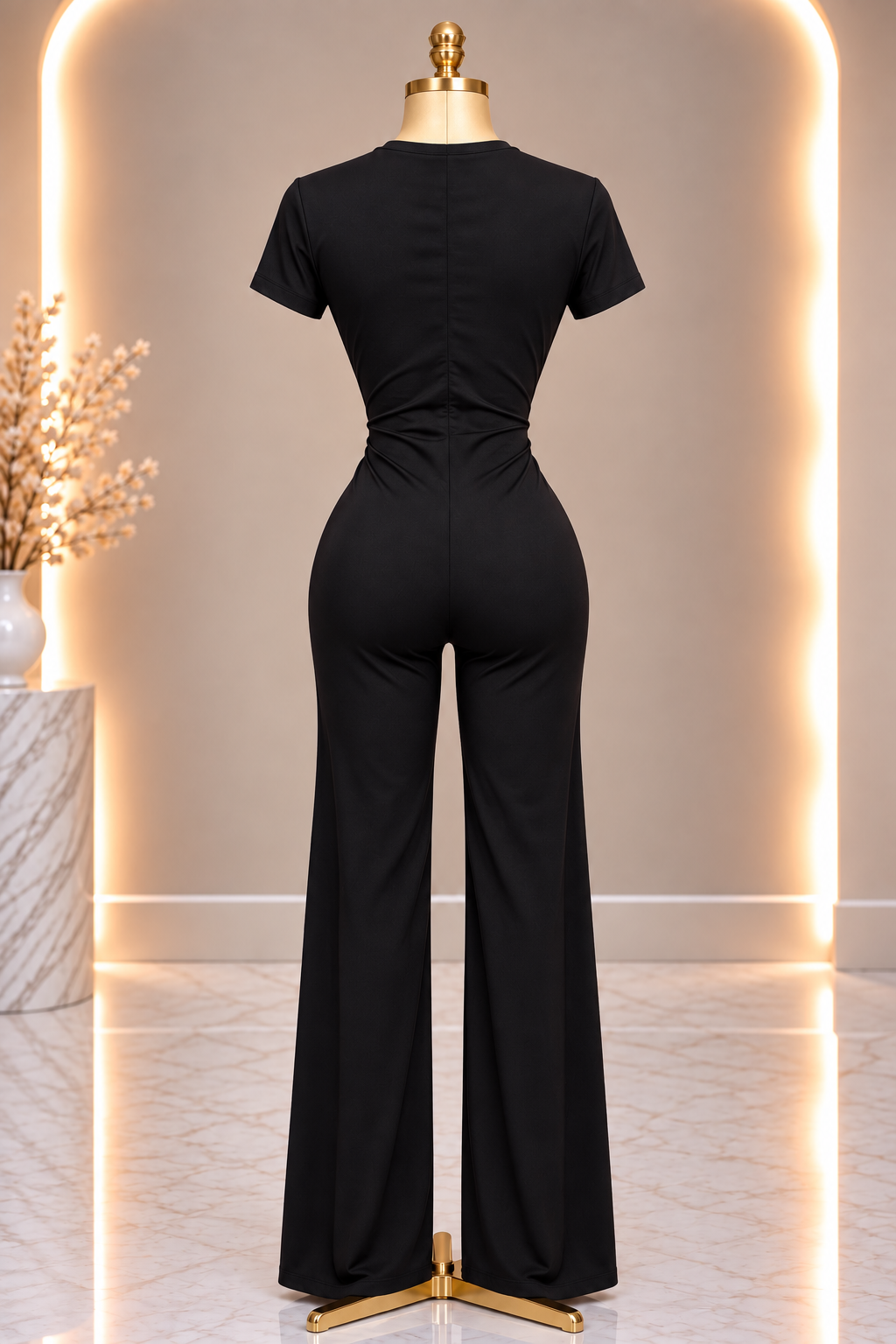 Deep V Neck Jumpsuit One Piece