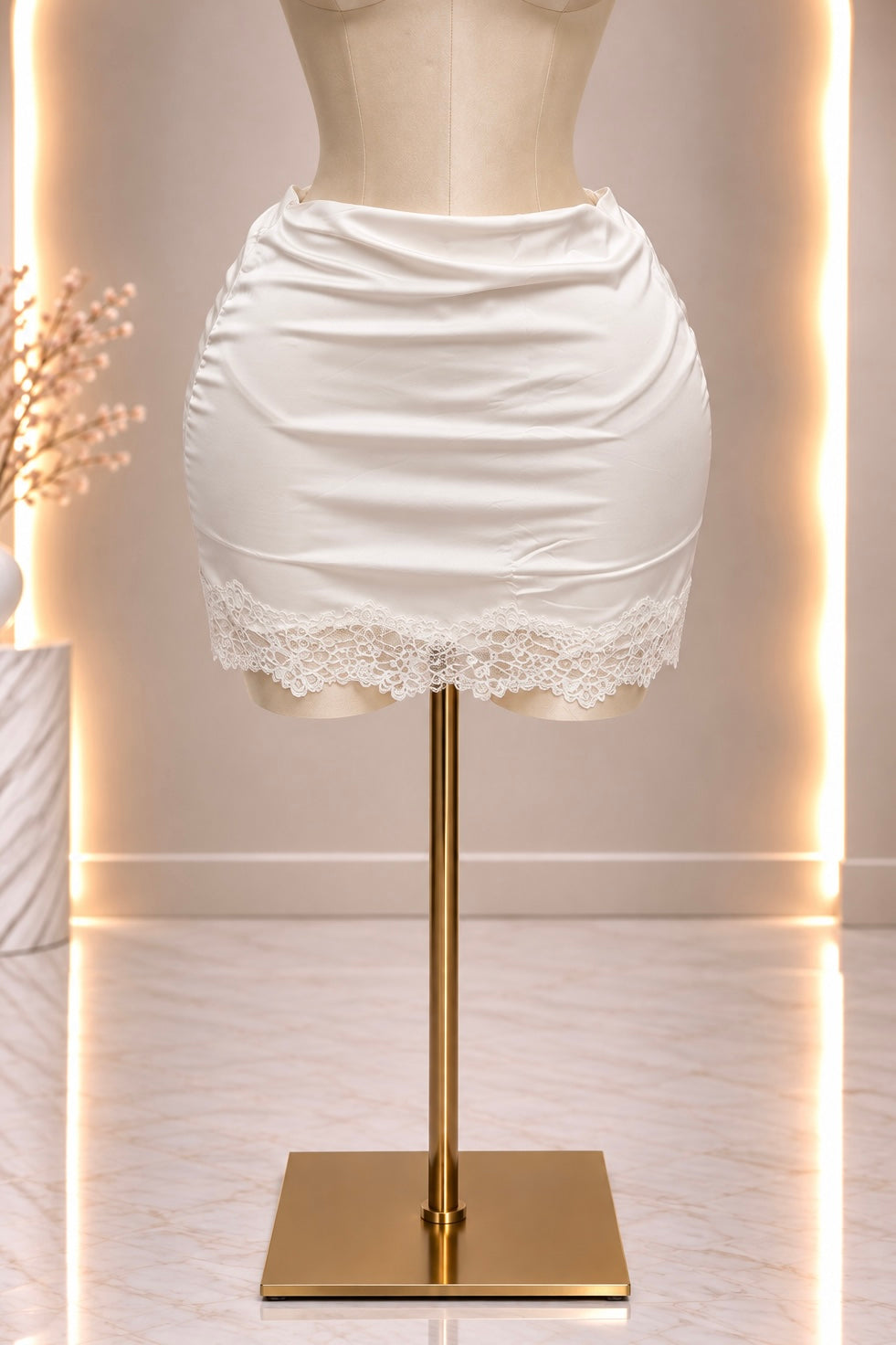 Ivory Satin Skirt