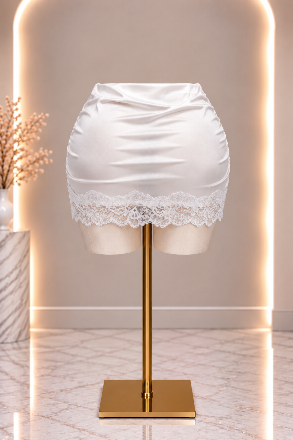 Ivory Satin Skirt