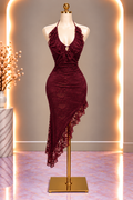 Secret Desire Lace Dress - Burgundy