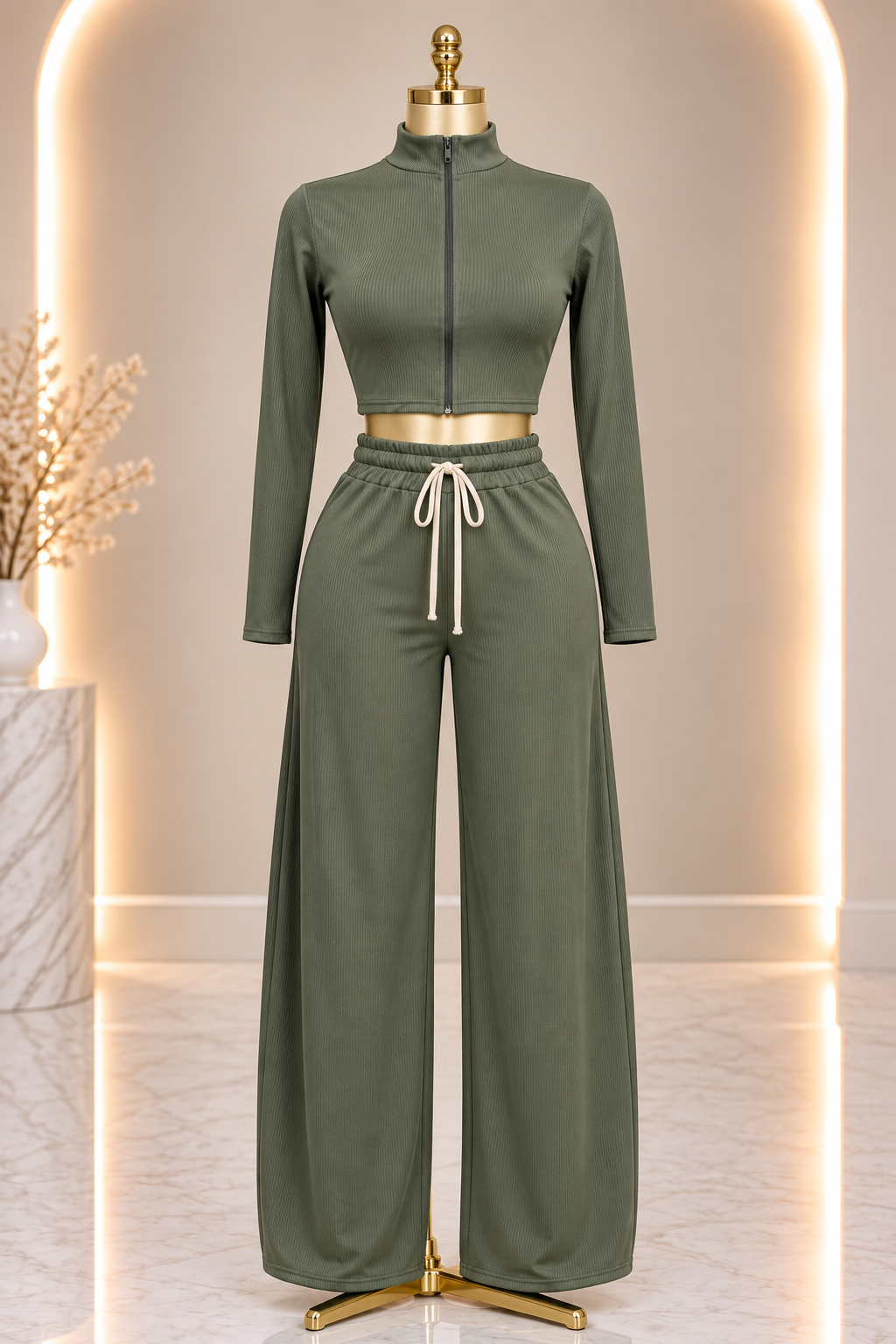 The Luxe Lounge Set -  Olive Green