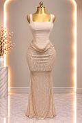 Nude Corset Sequin Dress