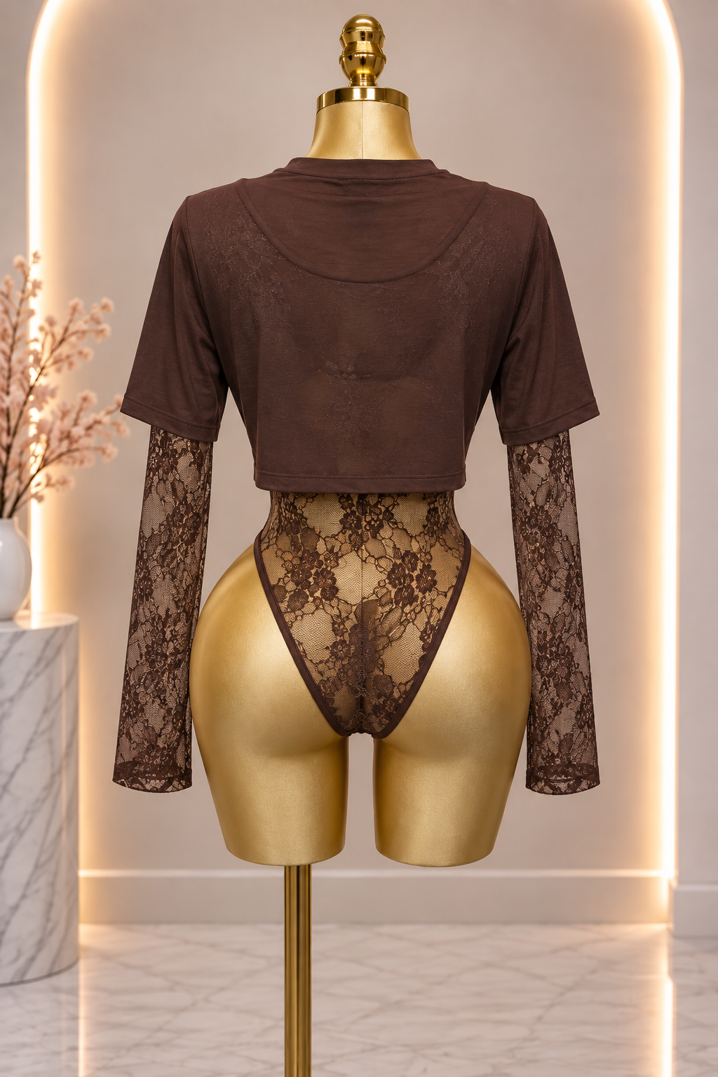 Noir Desire Bodysuit - Brown