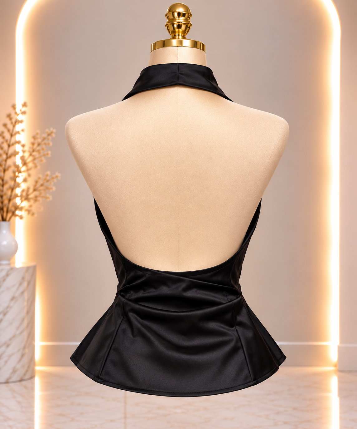 Midnight Luxe Satin Halter Top